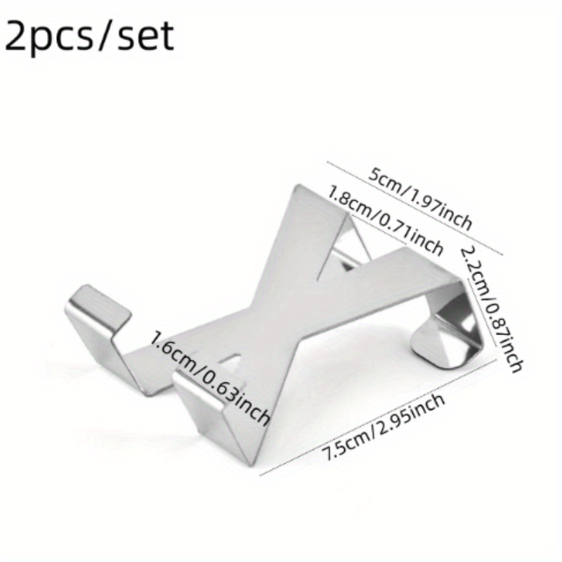 Image of 2pcs, X-shaped Stainless Steel Over The Door Hook, 2 Hangers, Multi-functional Hook, Free Punching Clothes Hook, Toilet Hook, Bathroom Hanger, 2.95inch*1.97inch*0.71inch*0.87inch