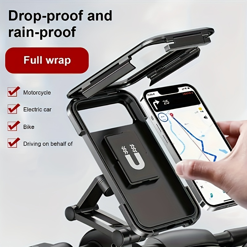 

360° Rotatable Waterproof Bike Phone Mount - Motorcycle & Bicycle Handlebar Holder With Tpu Touch-screen Clamp, Fits 4" To 7" Smartphones