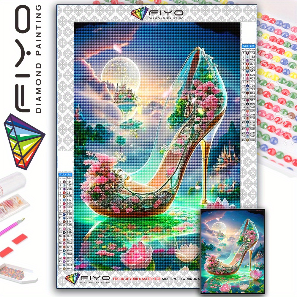 

Sparkling Diamond Painting Kit For Adults, Flower High Shoes Full Drill Diamond Dots Paintings For Beginners, Crystal Rhinestone Embroidery Craft Kits For Home Wall Decor Gifts 13.8x17.7in…