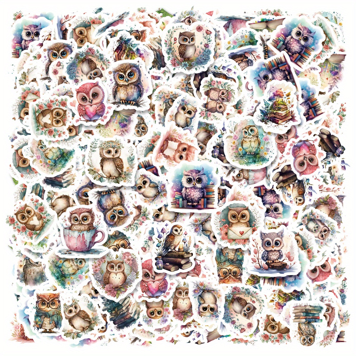 [etori] 46pcs Magical Owl Stickers, Fantasy Style Diy Material Decoration Stickers, 23 Styles, 2 Per Style.suitable For Photo Album, Diaries, Cup, Laptop, Mobile Phone