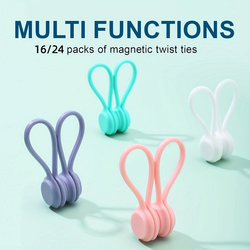 16/24pcs Magnetic Data Cable Ties, Twist Ties With Strong Magnet, For ...