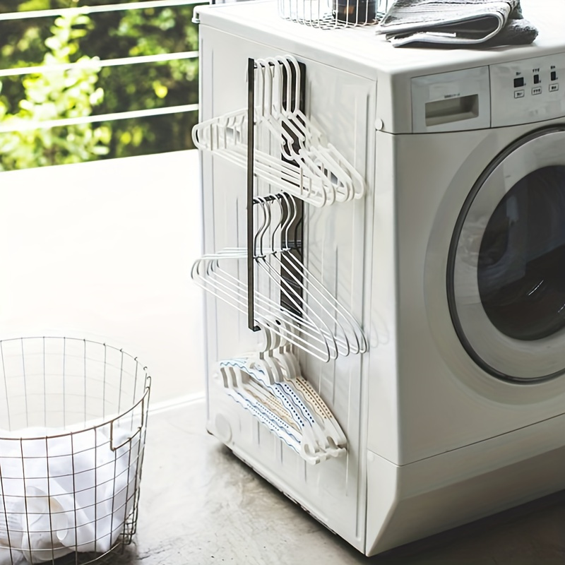 

space-saving" Magnetic Clothes Hanger Organizer For Washing Machine - Metal Wall-mounted Storage Rack For Bathroom & Laundry Room