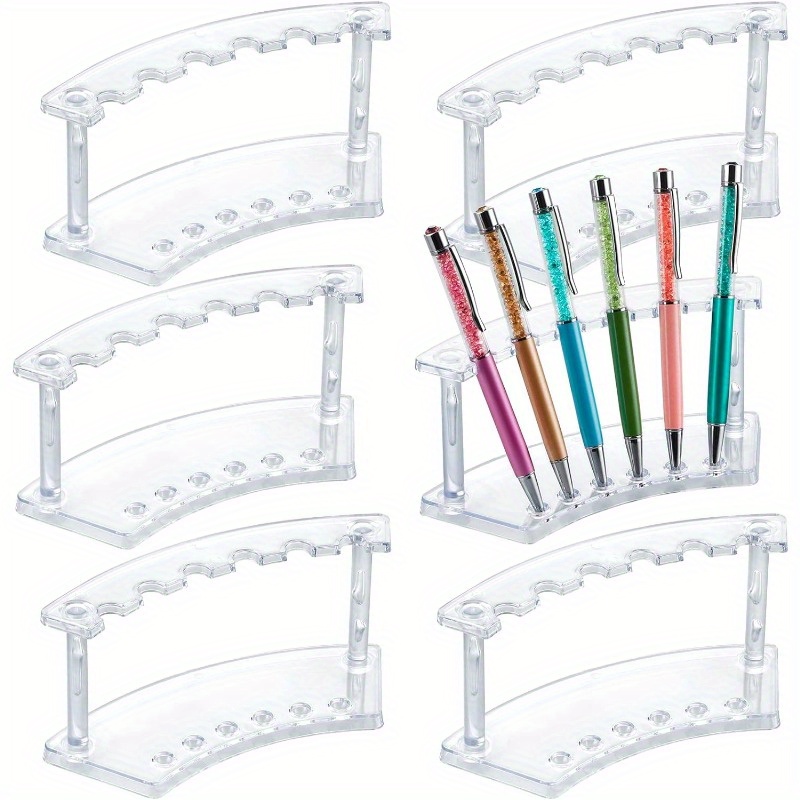 

3 Pcs/6 Pcs/9 Pcs/12pcs Clear Plastic Pen Holders - 6-slot Display Stand For Craft Shows & Desk Organization