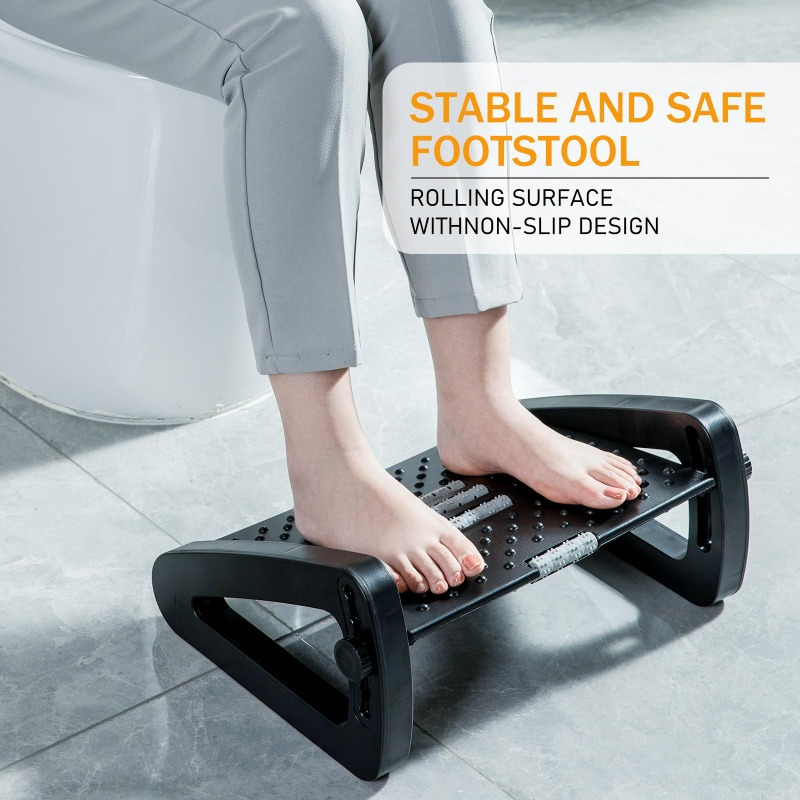 

Adjustable Height Foot Rest With Roller Massage, Ergonomic Plastic Footstool For Under Desk, Office & Home Leg Rest With Non-slip Design, Portable Comfortable Footrest With 6 Height Levels.