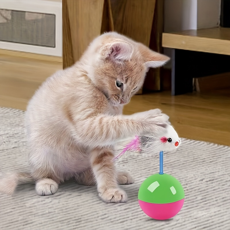 

Interactive Mouse And Cup Teaser Toy For Cats - Durable Plastic Exercise And Fun Play Stick For Felines