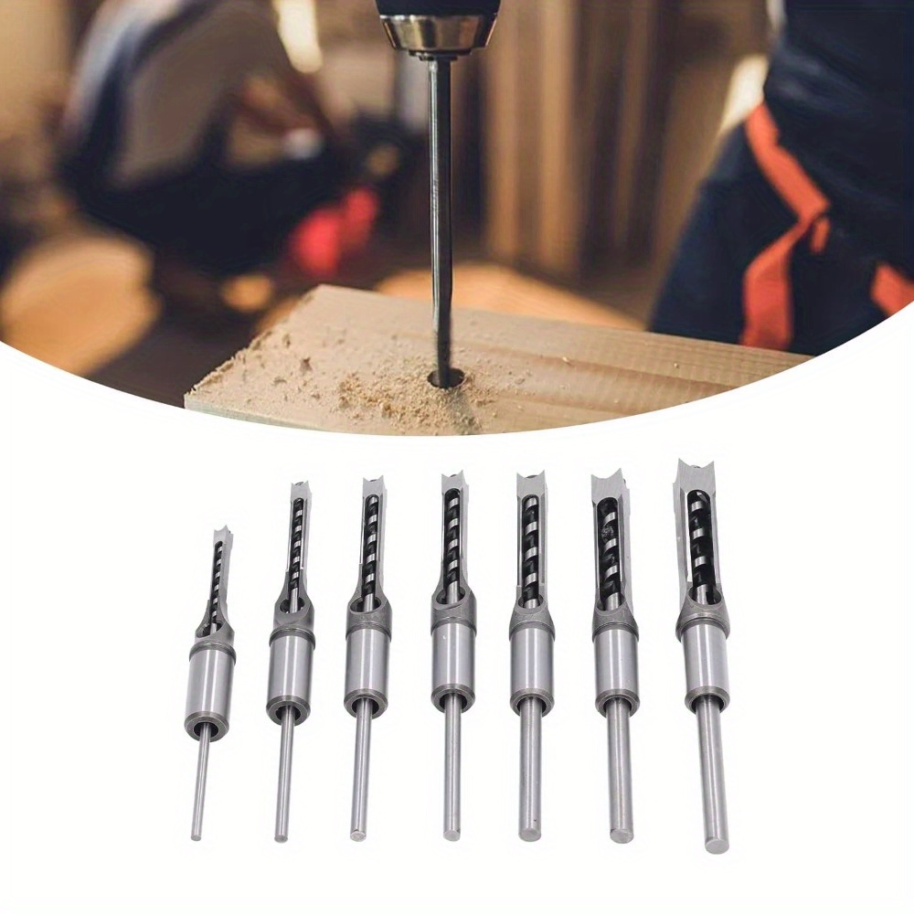 

7 Pcs Woodworking Square Drill Bits Woodworking Mortising Chisel Drill Bits Square Drill Bit Set