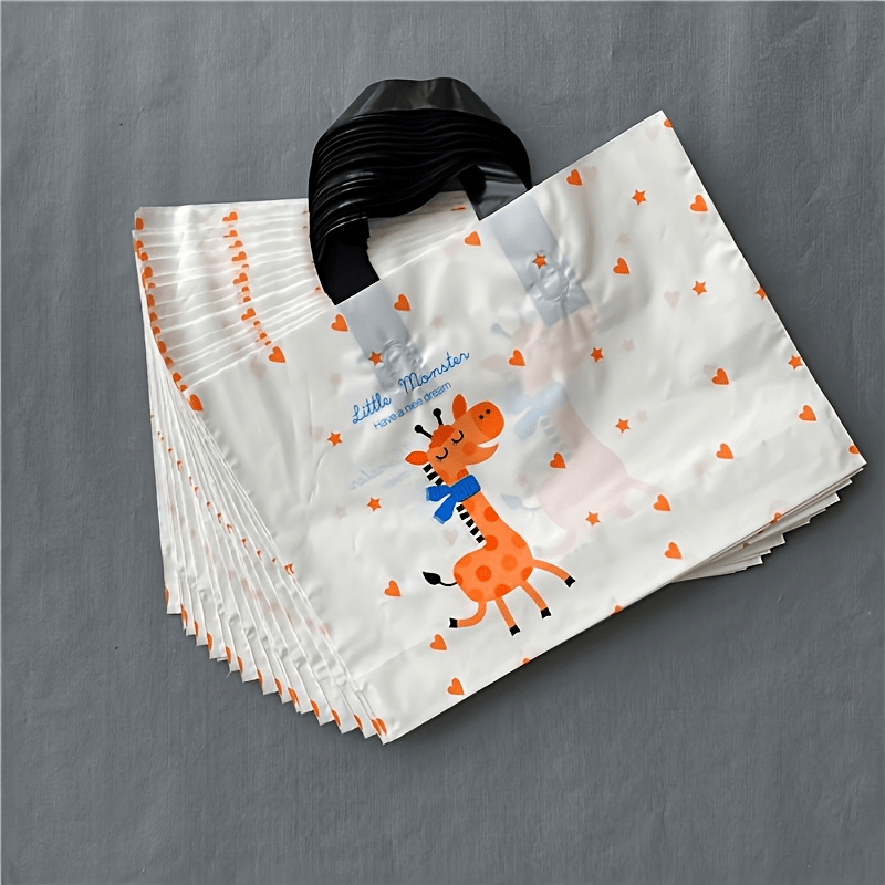 

Bulk Set Of 10 Giraffe-themed Plastic Tote Bags - Ideal For Gifts, Shopping & Party Favors