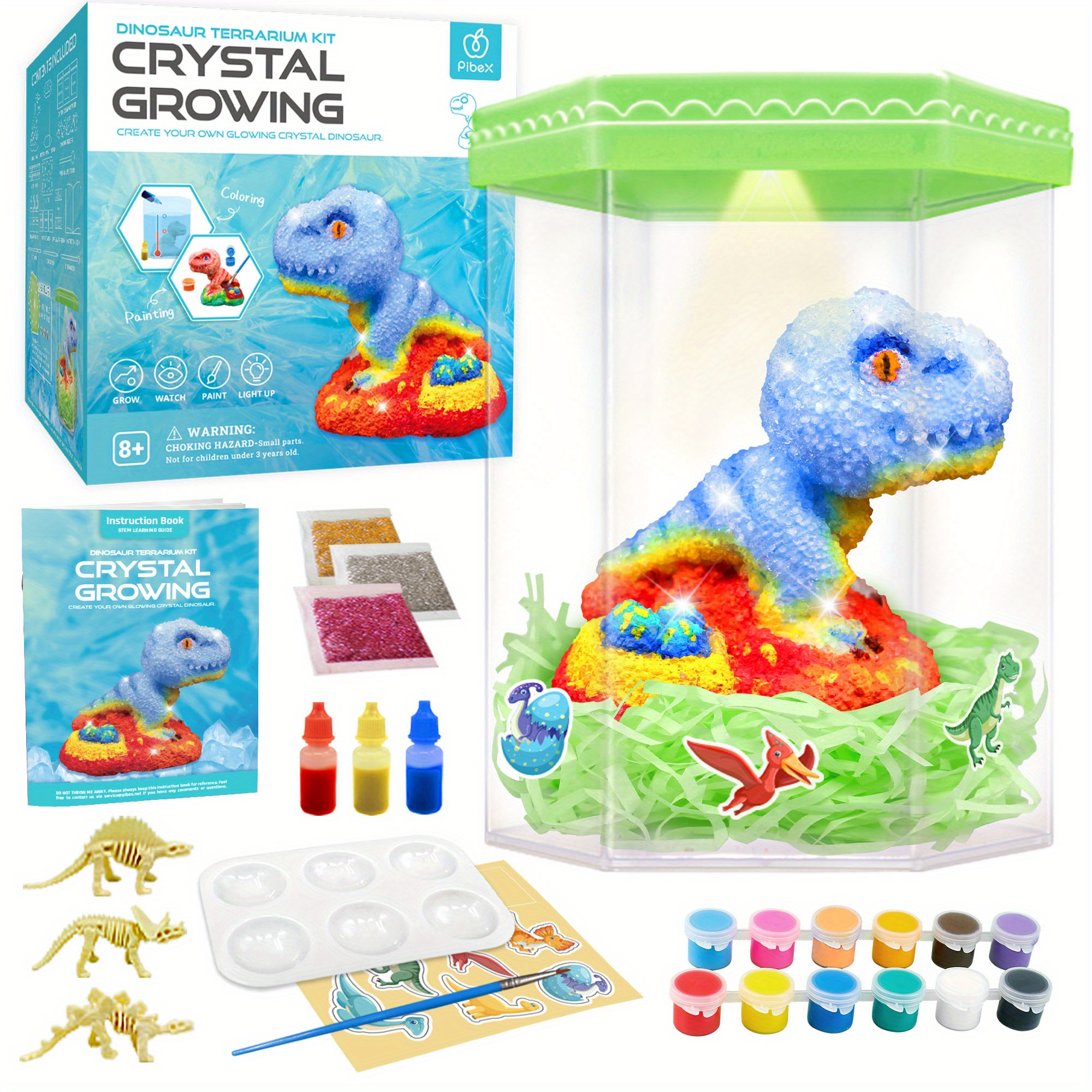 

Crystal Growing Kit, Light-up Dinosaur Terrarium Kit, Grow, Paint & Decorate Your Own Dinosaur, Diy Stem Project Educational Arts And Crafts Set, Gift Idea For Boy & Girl Aged 8+
