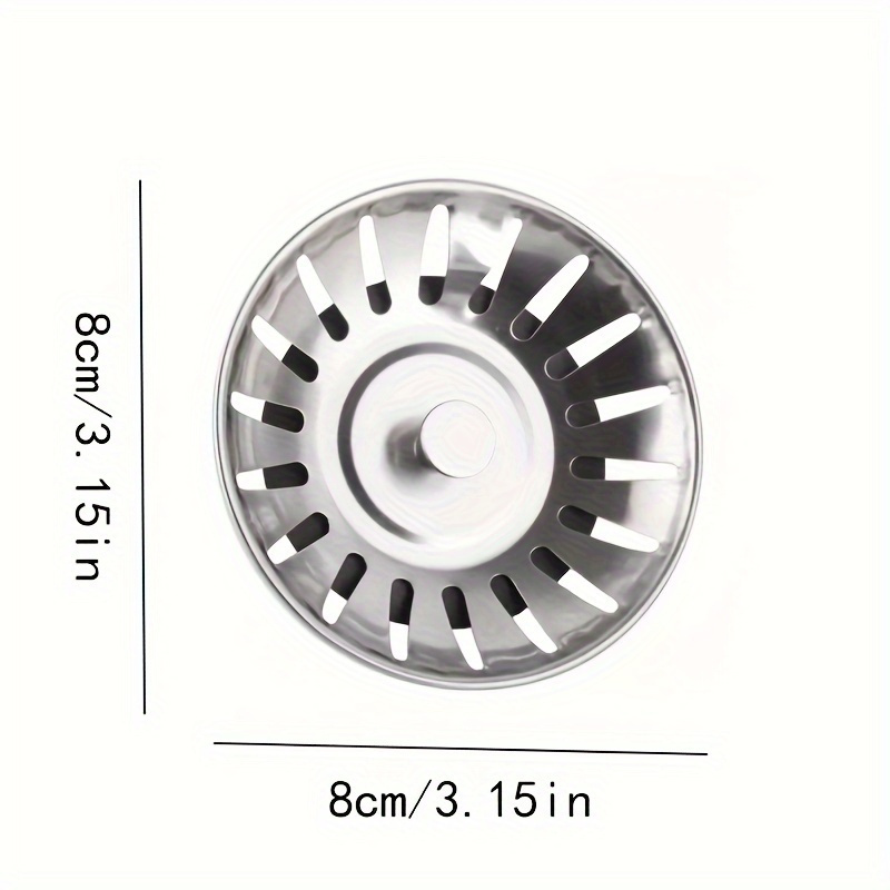 Stainless Steel Kitchen Sink Strainer & Stopper - Polished Waste Plug with Hair Catcher for Bathroom and Kitchen Drain Protection