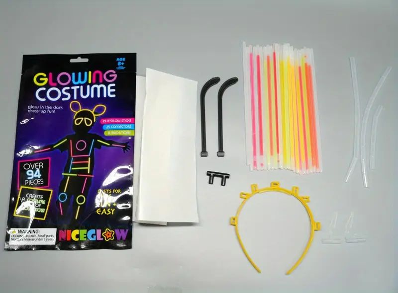 set assortment of glow sticks glow in the dark toy glowing outfit collection glow stick night light bundle customizable wristband celebration gathering karaoke night details 2
