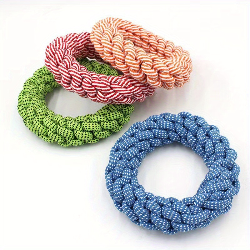 

Durable Cotton Rope Dog Toy - Bite-resistant Chew Ring For Dental Health & Training, Ideal For Medium To Large Breeds
