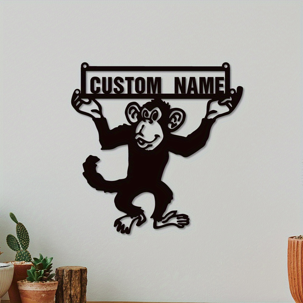 

Custom Monkey Wall Decor With Personalized Text - Iron Art For Home Decor