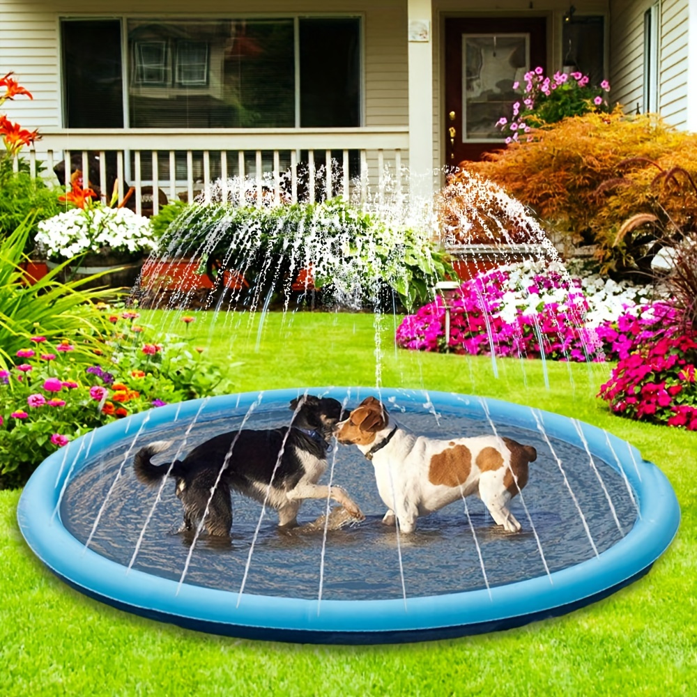 

1 Pack Splash Pad For Pets, Anti-slip Thicken Sprinkler Pool, Pvc And Pp Dog Pool, Multiple Components, Outdoor Water Fountain Play Mat For Dogs, Cats, And Kids