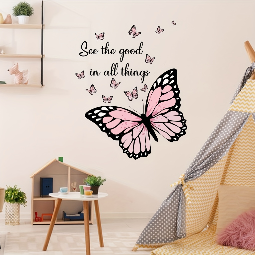 

1pc Inspirational Butterfly Wall Sticker For Home Decor - Removable Self-adhesive Decals For Bedroom, Living Room, And Entryway - Motivational Quote Design