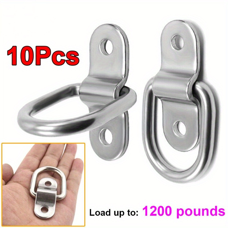 

10pcs Lashing D Ring Tie Down Anchor Rings With Mounting Plate For Left Side Truck Load - Heavy Duty 1200 Lbs Capacity