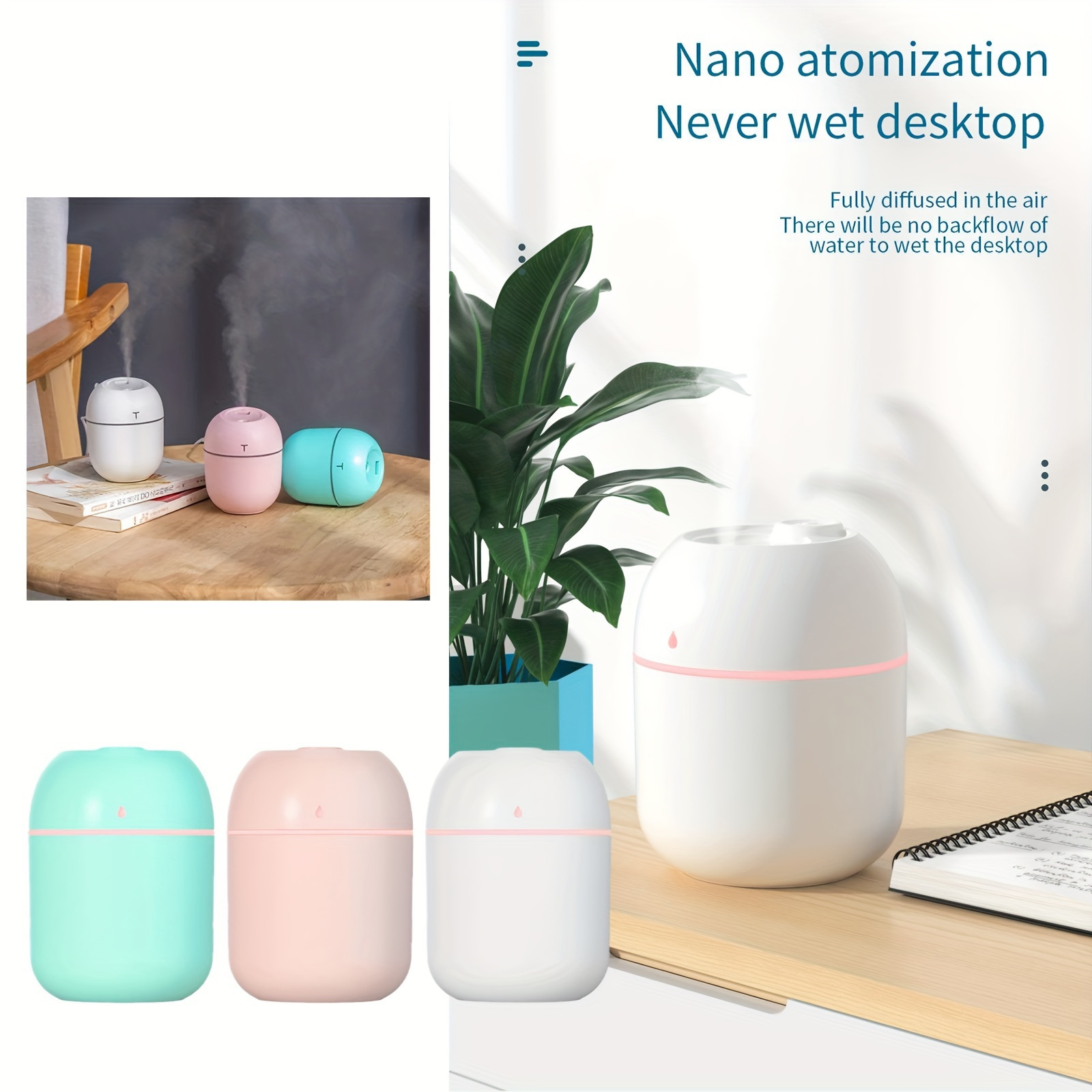 Taşınabilir Mini Nemlendirici & Aroma Difüzörü - USB ile Çalışan, Araba ve Ev Kullanımı İçin Çift Sis Püskürtücü, 220Ml Kapasite ayrıntılar 2