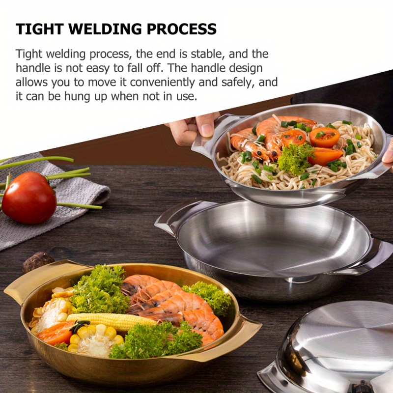 versatile stainless steel cooking pan with dual handles non stick heat resistant for seafood hot pot more easy clean details 0