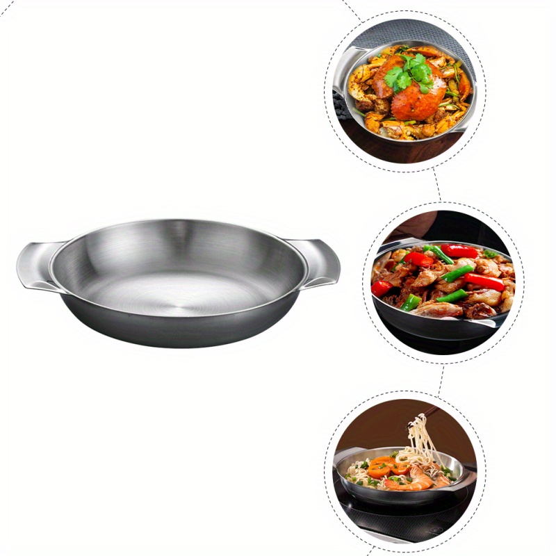 versatile stainless steel cooking pan with dual handles non stick heat resistant for seafood hot pot more easy clean details 1