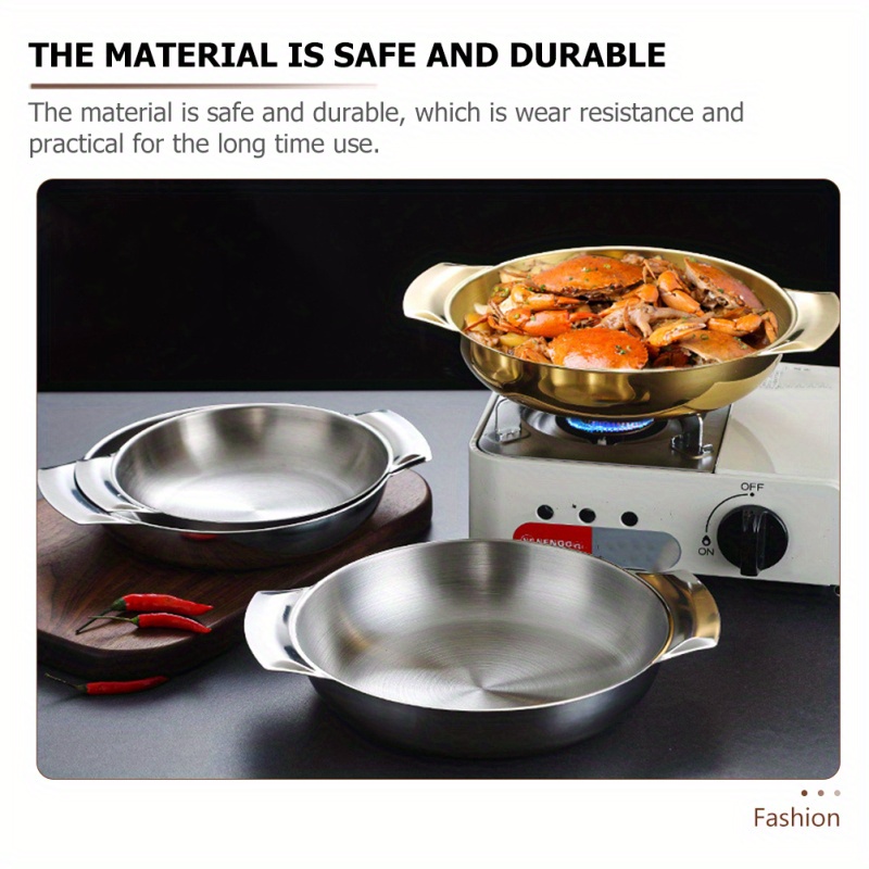 versatile stainless steel cooking pan with dual handles non stick heat resistant for seafood hot pot more easy clean details 5