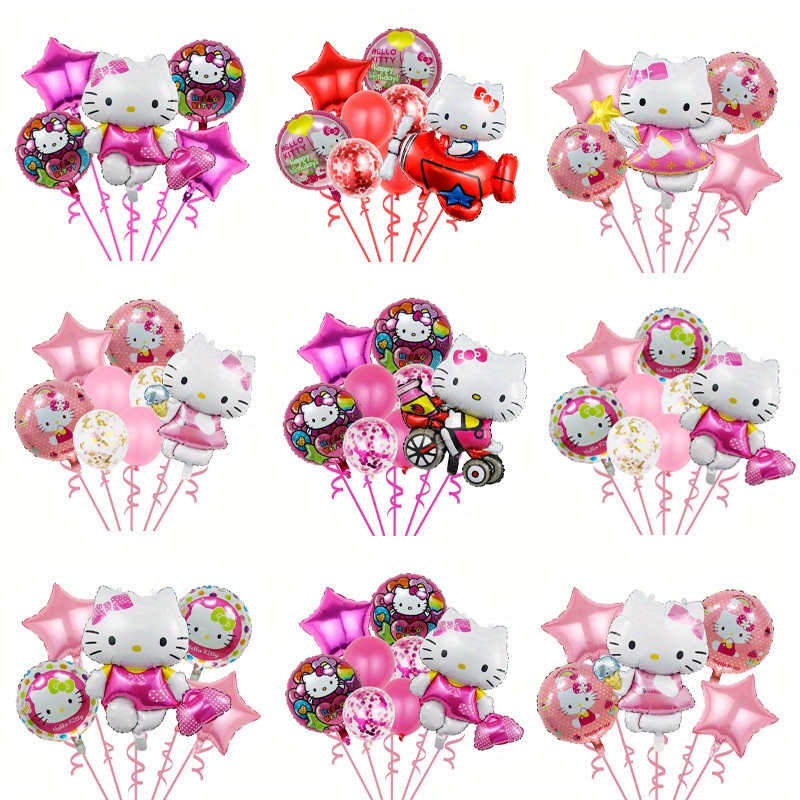 

10-piece Hellokitty Foil Balloon Set - Perfect For Birthday & Holiday Parties, Durable Aluminum Film, Ages 14+