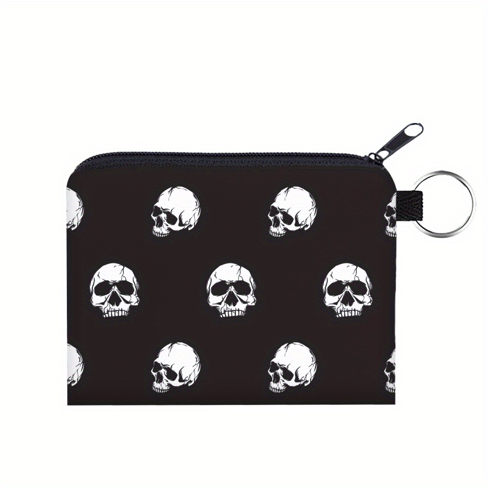 

Women's Portable Coin Purse, Digital Printing Skull Pattern Coin Pouch, Multifunctional Key Card Bag Coin Bag Earphone Bag Holiday Gift