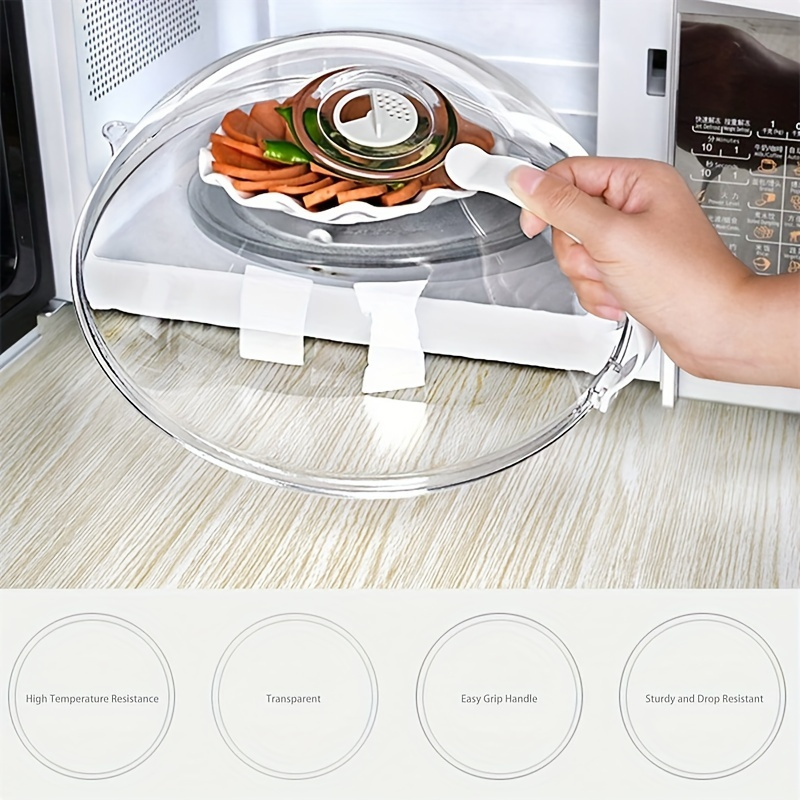 1pc transparent microwave oven cover uncharged pp material splash proof glass lid for food heating suitable for all microwave ovens details 0