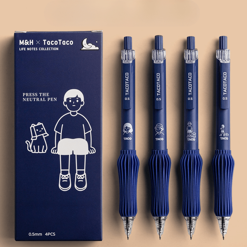 TEMU 4pcs Cute Retractable Gel Pens, 0.5mm Fine Point, Quick-dry Black Ink, Smooth Writing With Soft Grip - Perfect For Journaling & Office Use, Ideal Mother's Day Gift