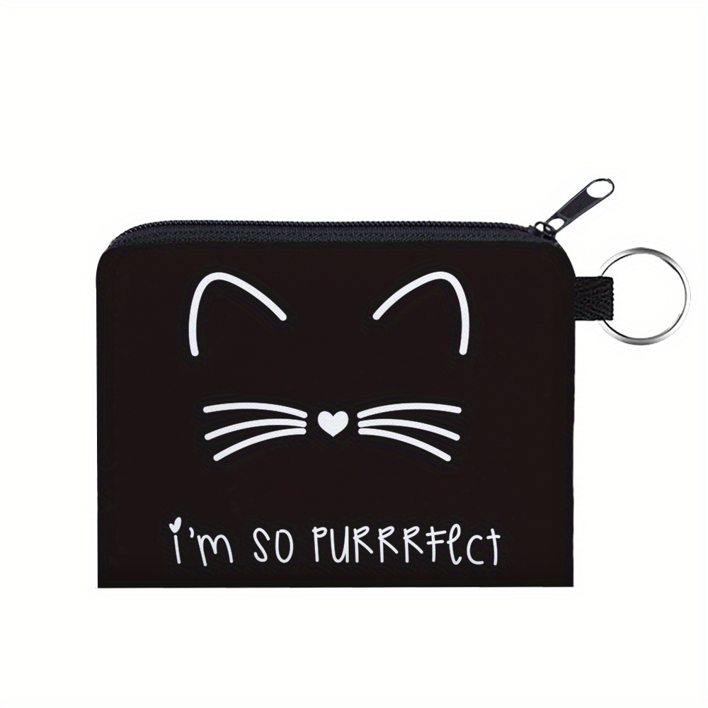 

Cute Cat Print Wallet, Lightweight Zipper Coin Purse, Multifunctional Key Card Holder, Coin And Earphone Pouch