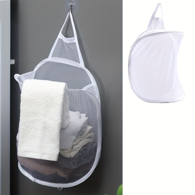 TEMU Use, Space-saving Foldable Laundry Hamper - Wall-mounted Clothes Storage Basket For Bathroom, Bedroom, Living Room & Dorm - Solution, Laundry Baskets