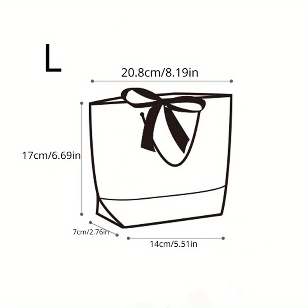 TEMU 10 Pcs Elegant White Paper Gift Bags With Black Border And Bow Ribbon - Perfect For Shopping, Parties, And Special Occasions