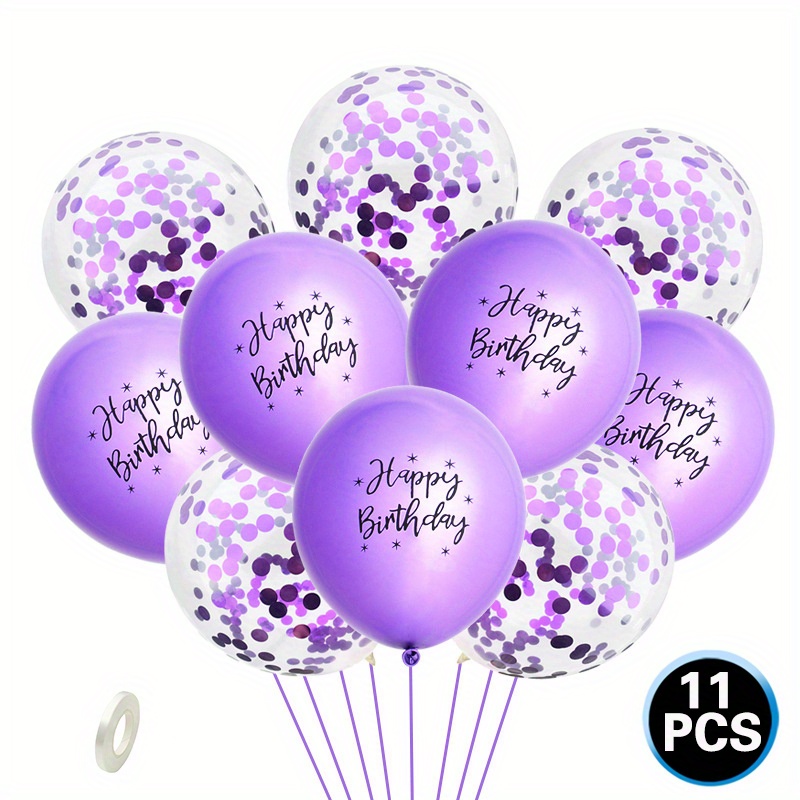 

lavish Decor" 11-piece Purple Confetti Balloon Set For Weddings, Birthdays & More - Durable Latex, Indoor/outdoor Use