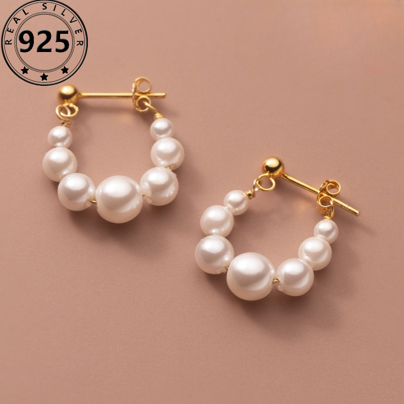 

Real Silver S925 Women's Korean-style Simple Synthetic , Lightweight Luxury Fashion Chic Unique Ear Jewelry, Classic & Minimalist Design, 4.8g/0.17oz