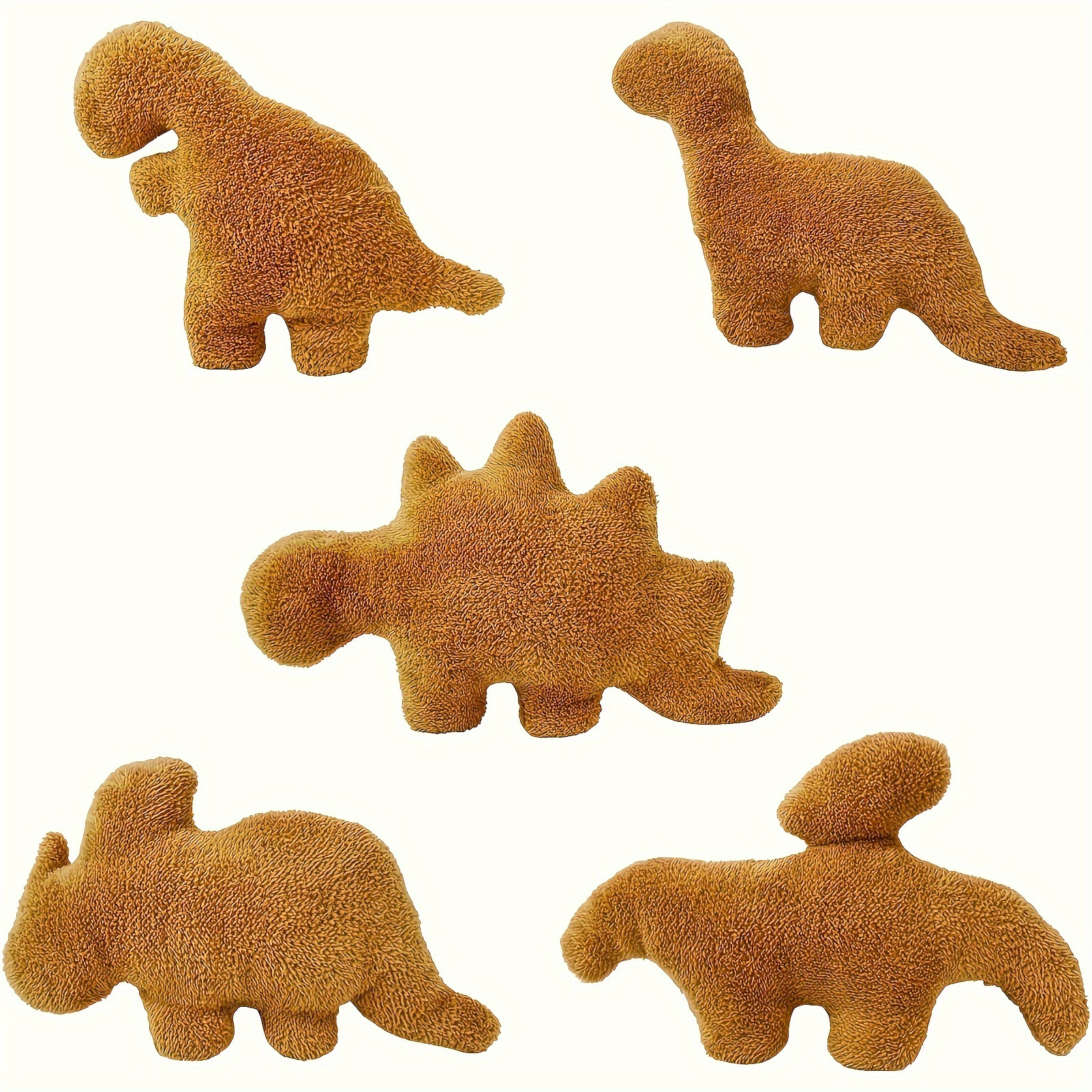 

5pcs Dinosaur Chicken Block Plush Doll Realistic Fun Dinosaur Fried Chicken Block Pillow Stuffed Toy Gift For Boys And Girls Christmas Gift