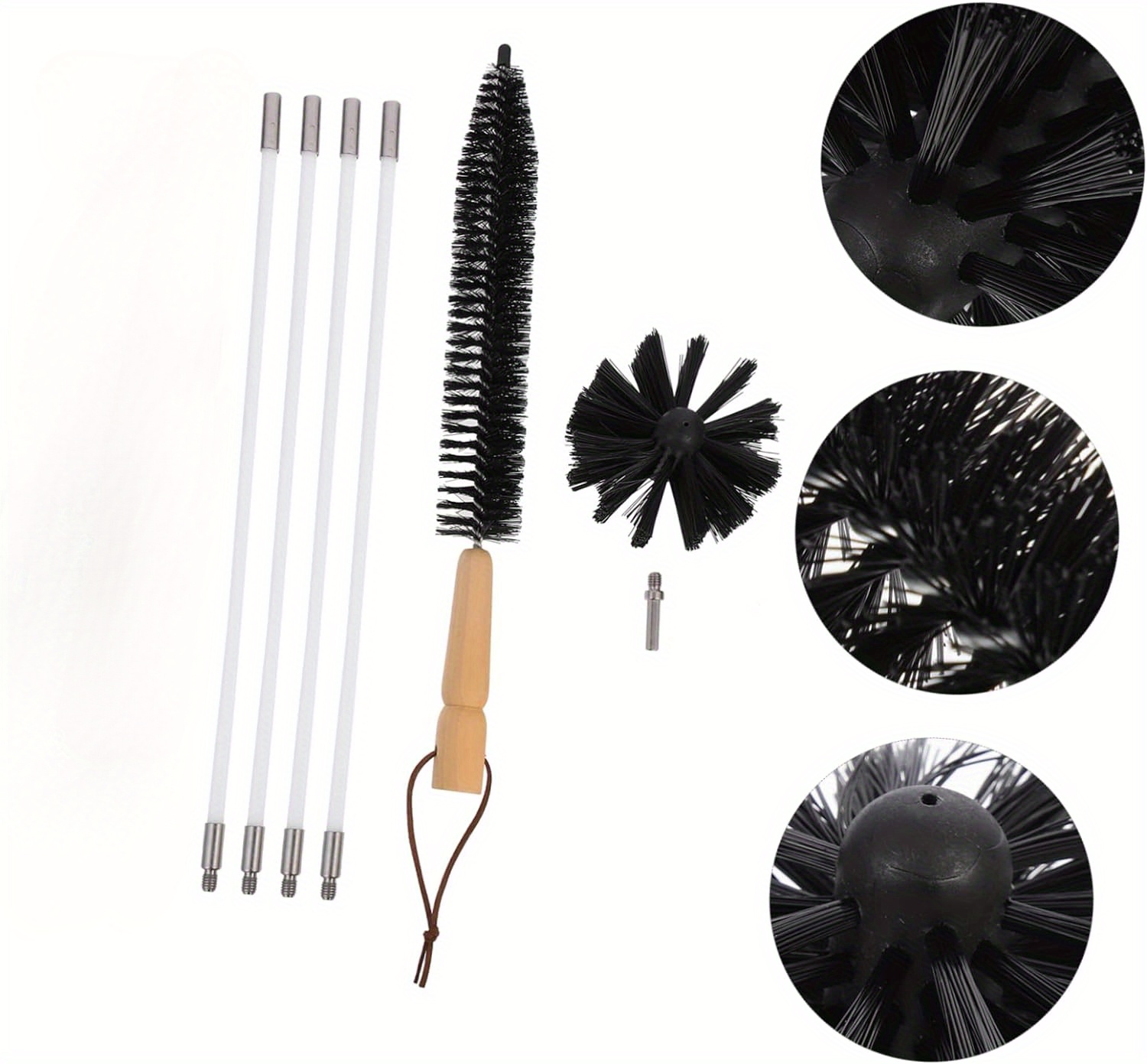   set with handle 1 set of portable pipe cleaning brushes with galvanized iron wire and plastic handle for ventilation and duct cleaning   handle and special features for   details 0