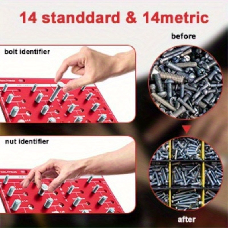 Kingson 28 Nut And Bolt Thread Checker, Thread Checker, Bolt Size And Thread Identifier Standard Screw Size Gauge With Inches And Centimeters