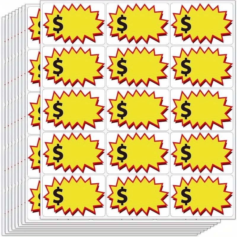 TEMU Étiquette d'explosion vierge pour promotion de prix - Autocollant étikette de vêtements pour supermarché