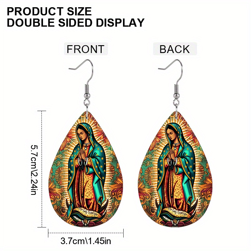 Holy Virgin Mary Prayer Dangle Earrings, Lightweight