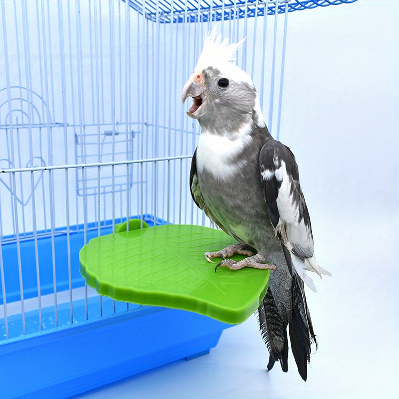 

interactive" 1pc Leaf-shaped Parrot Perch - Durable Pp Bird Stand For Cage, Non-electric Play & Exercise Accessory