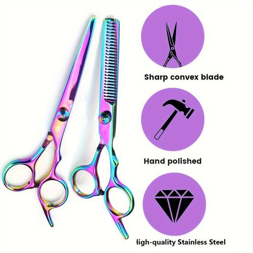 1pc Rainbow Color Barber Scissors, Hair Cutting Scissors, Hair Thinning Shears, Professional Barber Tools Salon Supplies And Equipment Barber Accessories