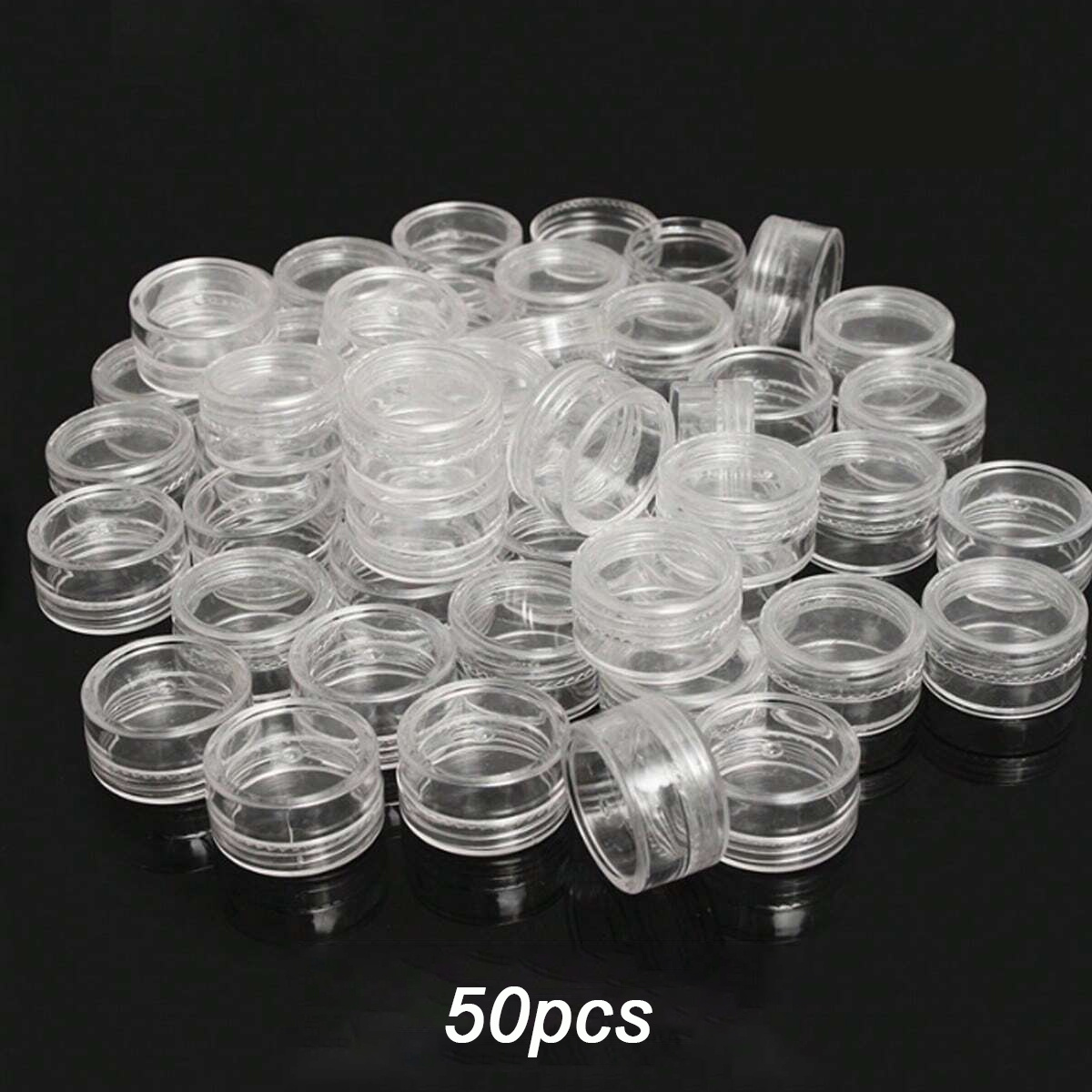 

50 Pack Clear Round Plastic Small Storage Containers With Lids, Transparent Sealing Organizer Boxes For Nail Art, Glitter, Beads, Jewelry Display And More - Durable And Compact