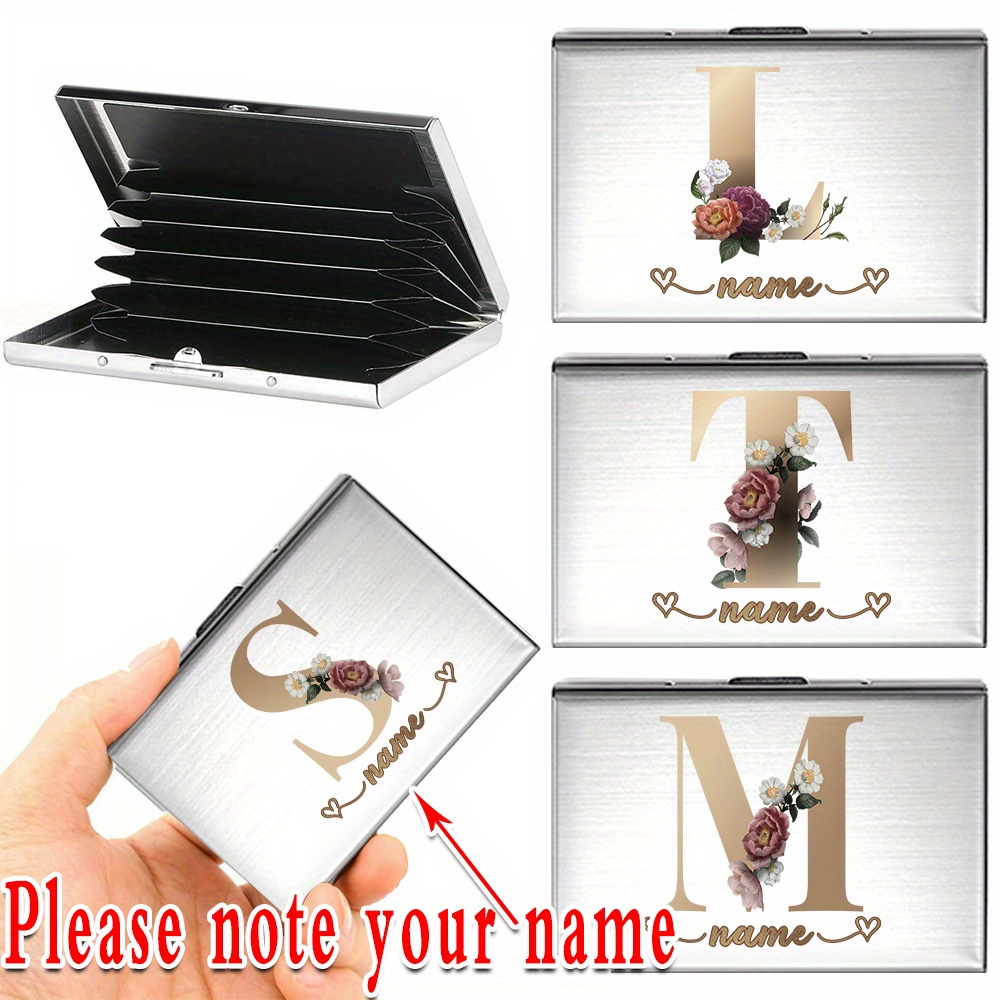 

1pc Mini Letter Square Card Case, Lightweight Metal Business Card Holder