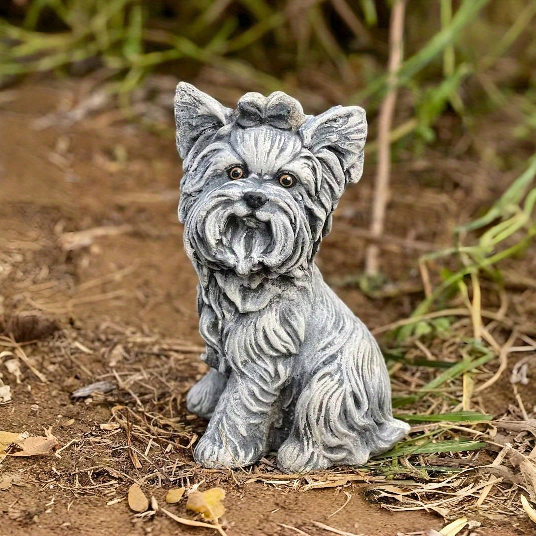 

Statue en résine de Yorkshire Terrier - Ornement de jardin animalier rustique, à poser au sol, sans pile nécessaire, parfait pour la décoration extérieure d'Halloween