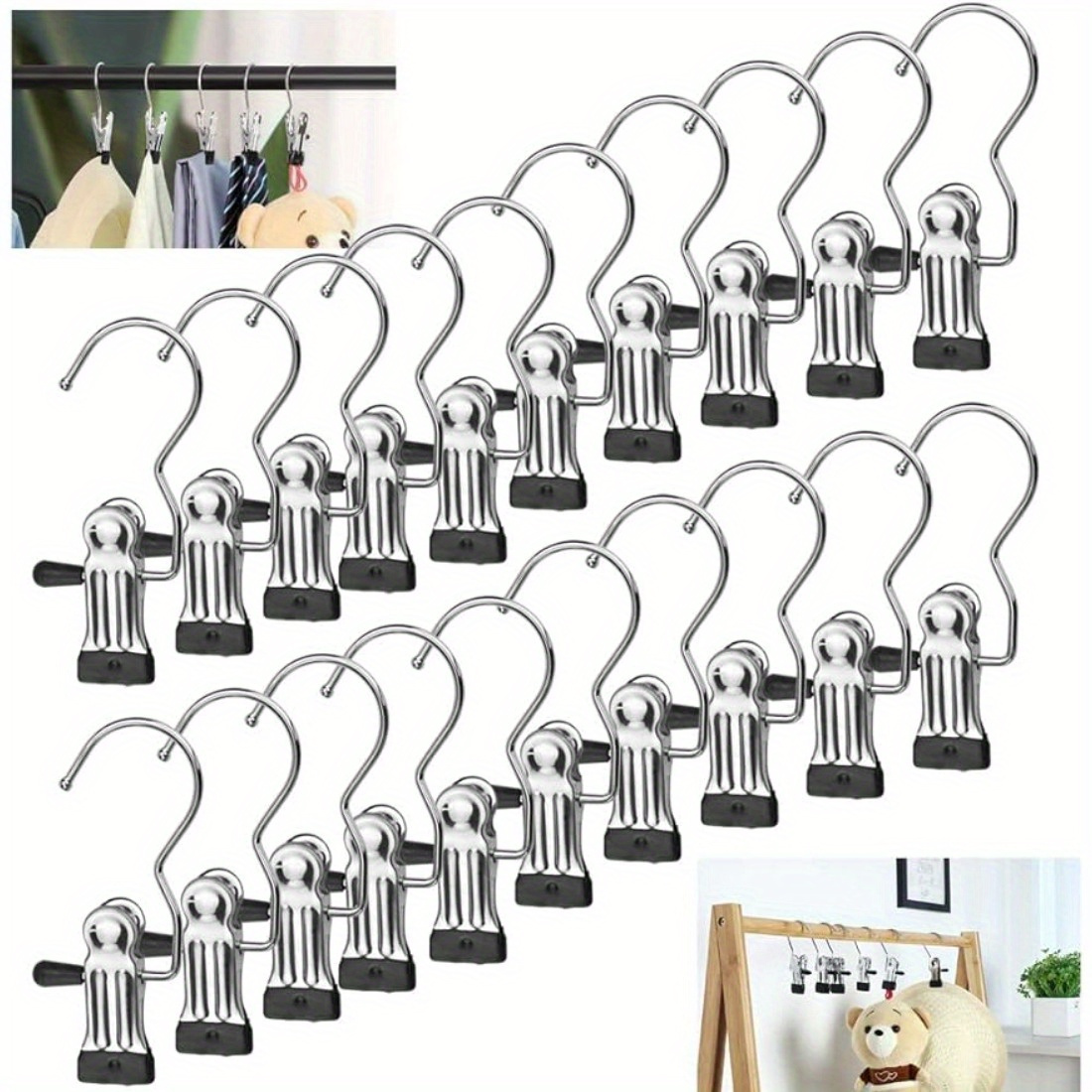 

20pcs Stainless Steel Laundry , Metal Boot Hangers, & Hat , & 360 Rotating & For Towels, , Clothes