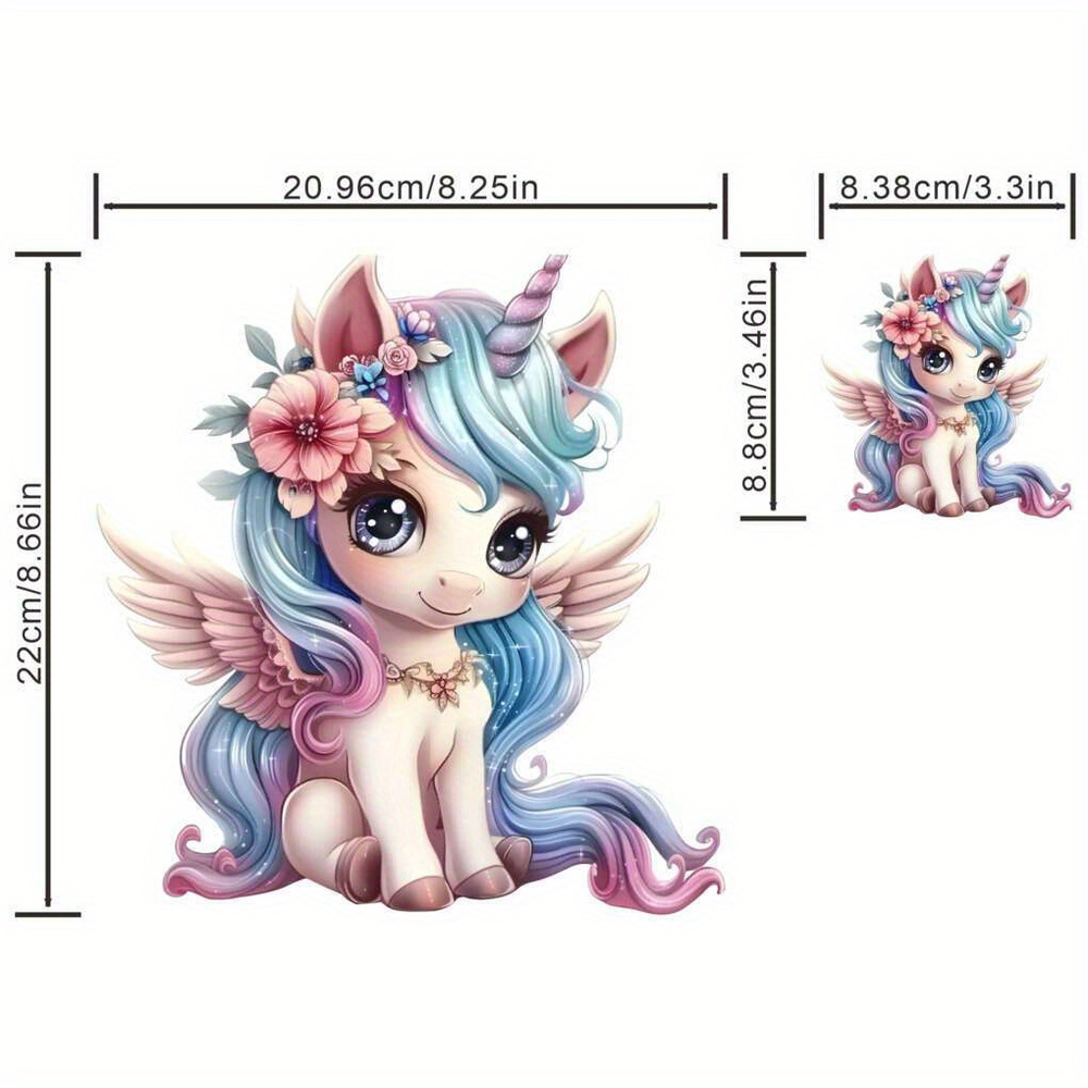 Cute Cartoon Unicorns For T-shirts, Jackets -on Vinyl Applique Patches; For Pillows, Clothes Washable Heat Transfer Applique