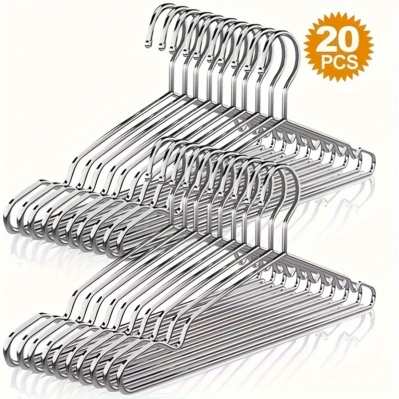 

20 Pack Polished Stainless Steel Suit Hangers With Non-slip Shoulder , Heavy Duty Coat And Clothes Drying Rack For Closet Organization And Laundry Storage - Ideal For Adult Apparel, Dresses, Suits.
