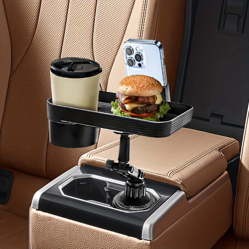 

Cp12 Car Storage Tray With Cup Holder - Durable Abs Resin, Multi-functional Vehicle Organizer For Food & Drinks
