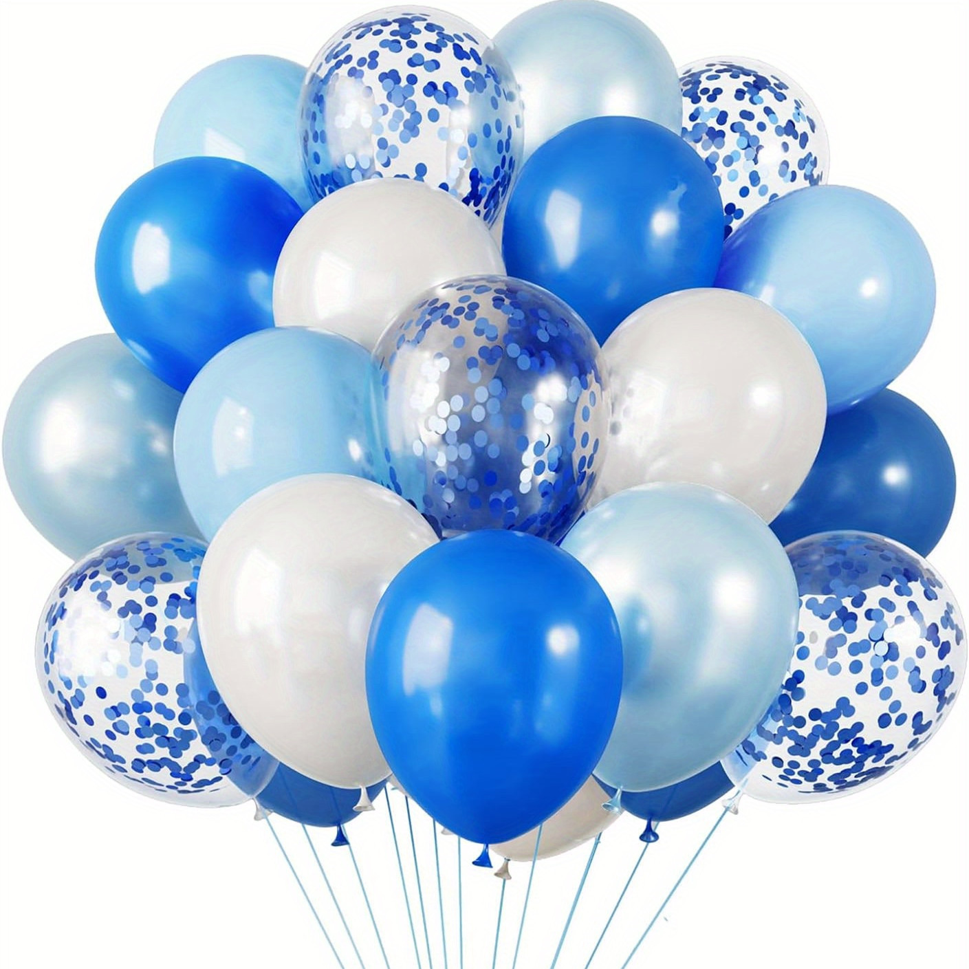 

50pc Royal Blue & White Confetti Balloon Set - Perfect For Birthdays, Weddings, Baby Showers & Graduations