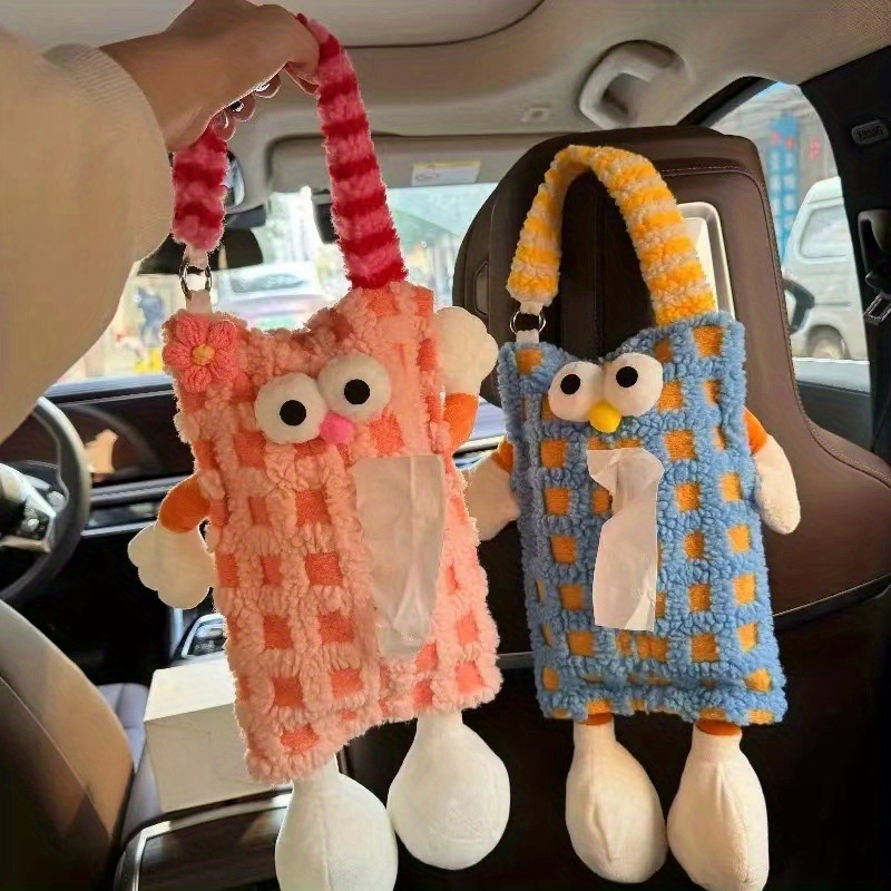 

Cute Cartoon Monster Car Tissue Holder - Multi-functional, Wall-mounted Design For Home & Vehicle Use