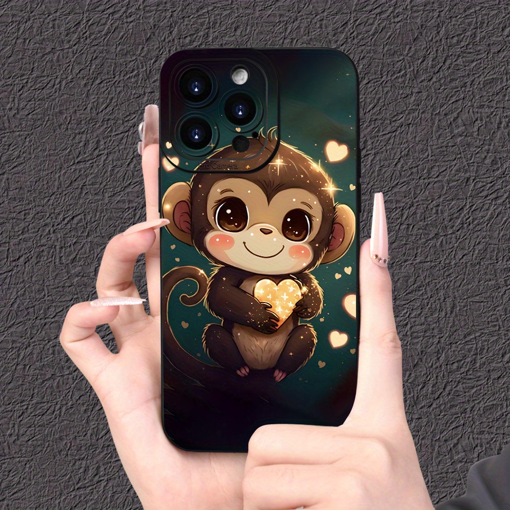 

Cartoon Monkey Men's And Women' Phone Case Simple And Cute Mobile Phone Case Creative Frosted High-end Full Camera Protection Simple For Apple 15/14/13/12/11/xs/xr/x/7/8/plus/pro/max/mini