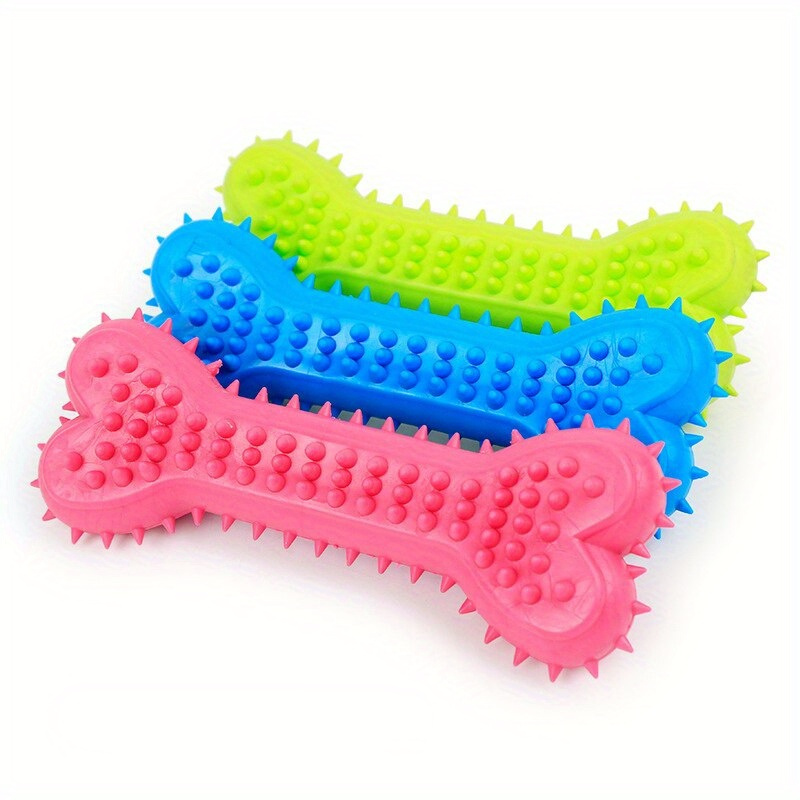 

3-piece Soft Tpr Rubber Bone Chew Toys For Small Dogs - Durable, Non-toxic Teething & Training Play Toys With Squeaker